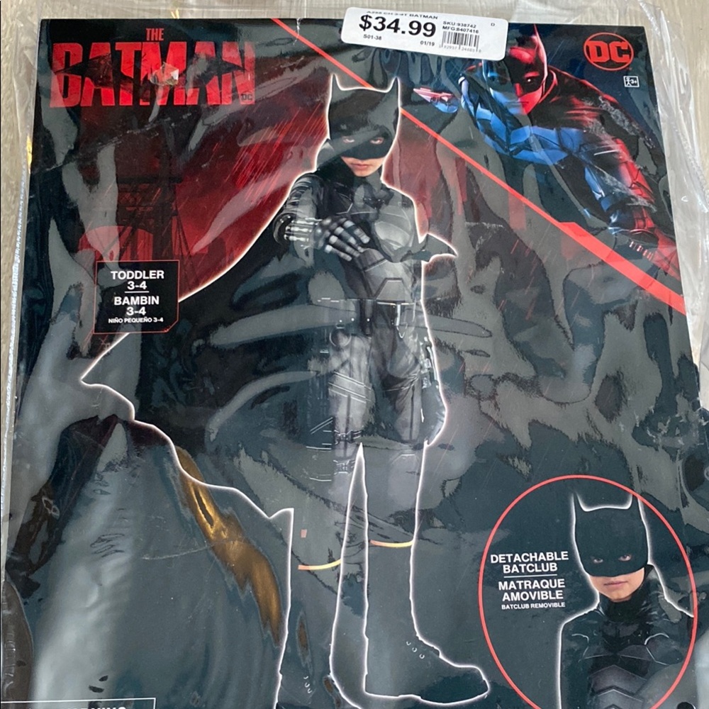 DC Black Batman Superhero Costume with Mask and Cape